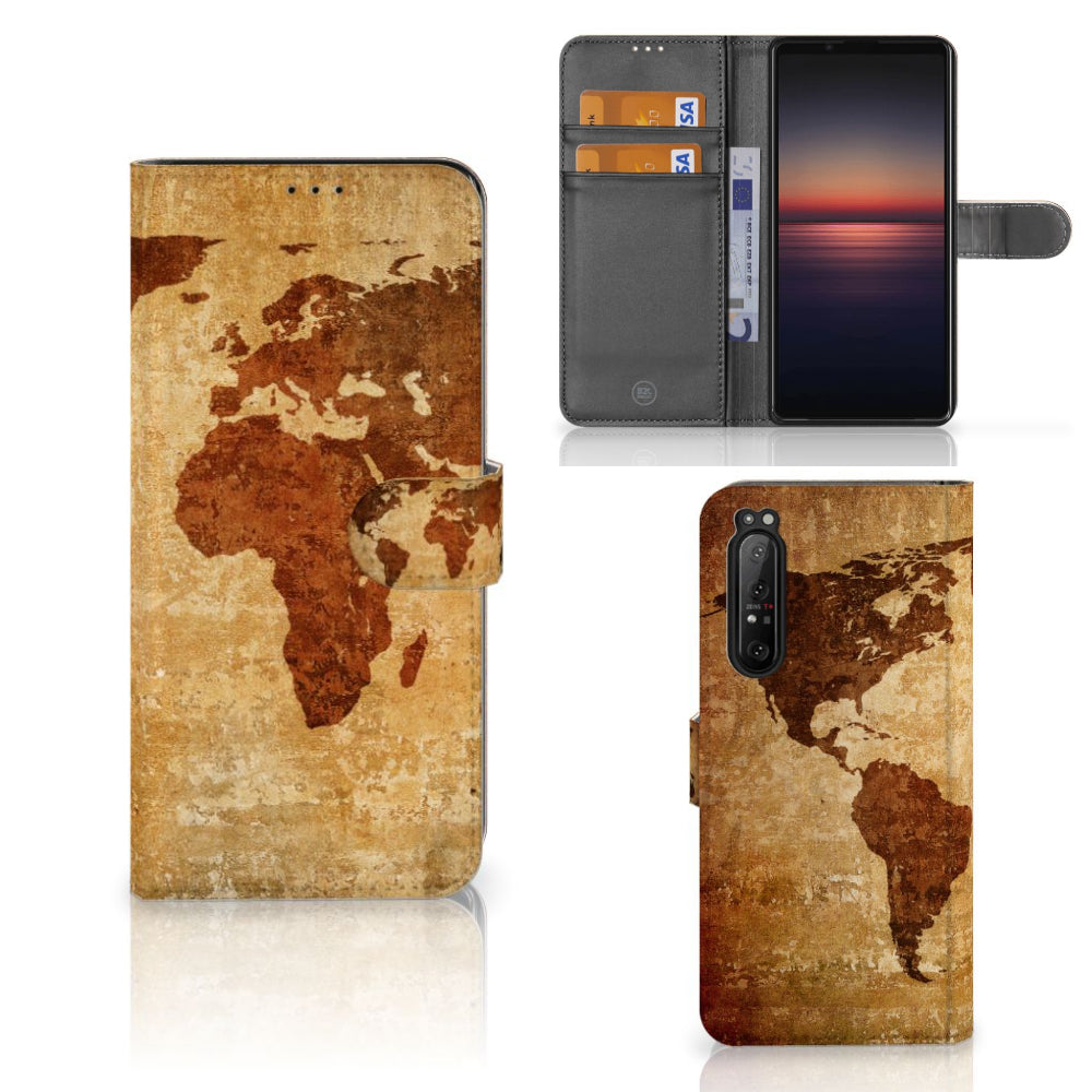 Sony Xperia 1 II Flip Cover Wereldkaart