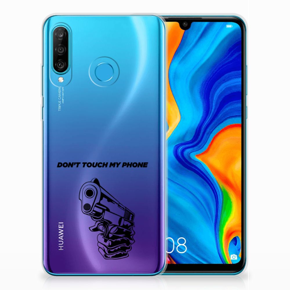 Huawei P30 Lite Silicone-hoesje Gun Don't Touch My Phone