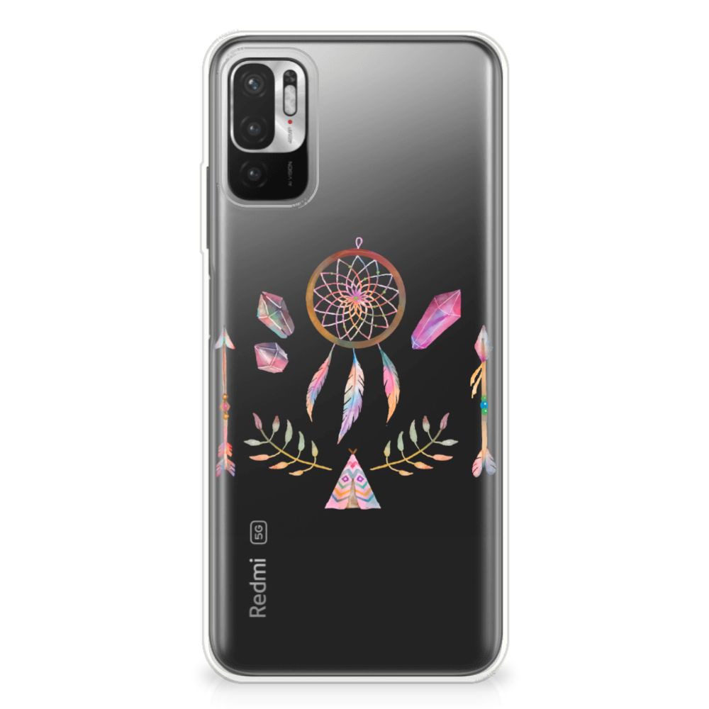 Xiaomi Redmi Note 10/10T 5G | Poco M3 Pro Telefoonhoesje met Naam Boho Dreamcatcher