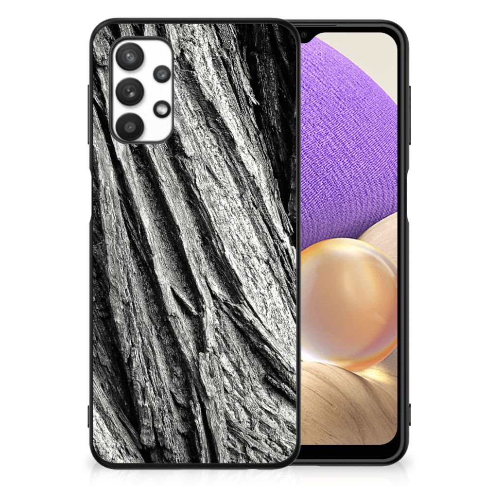 Houten Print Telefoonhoesje Samsung Galaxy A32 5G Boomschors Grijs