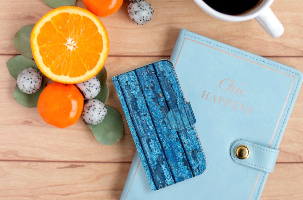 Samsung Galaxy S10e Book Style Case Wood Blue