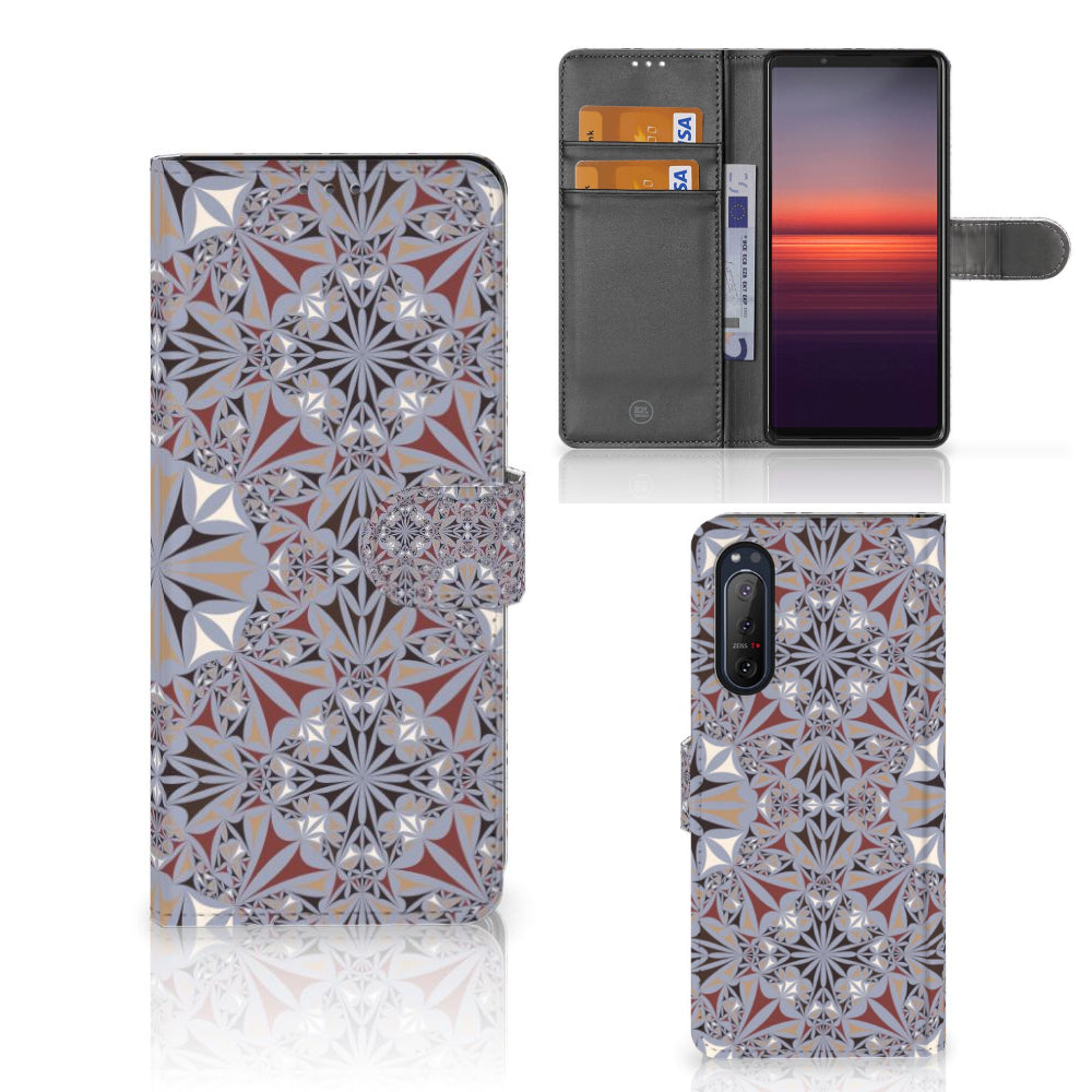 Sony Xperia 5II Bookcase Flower Tiles