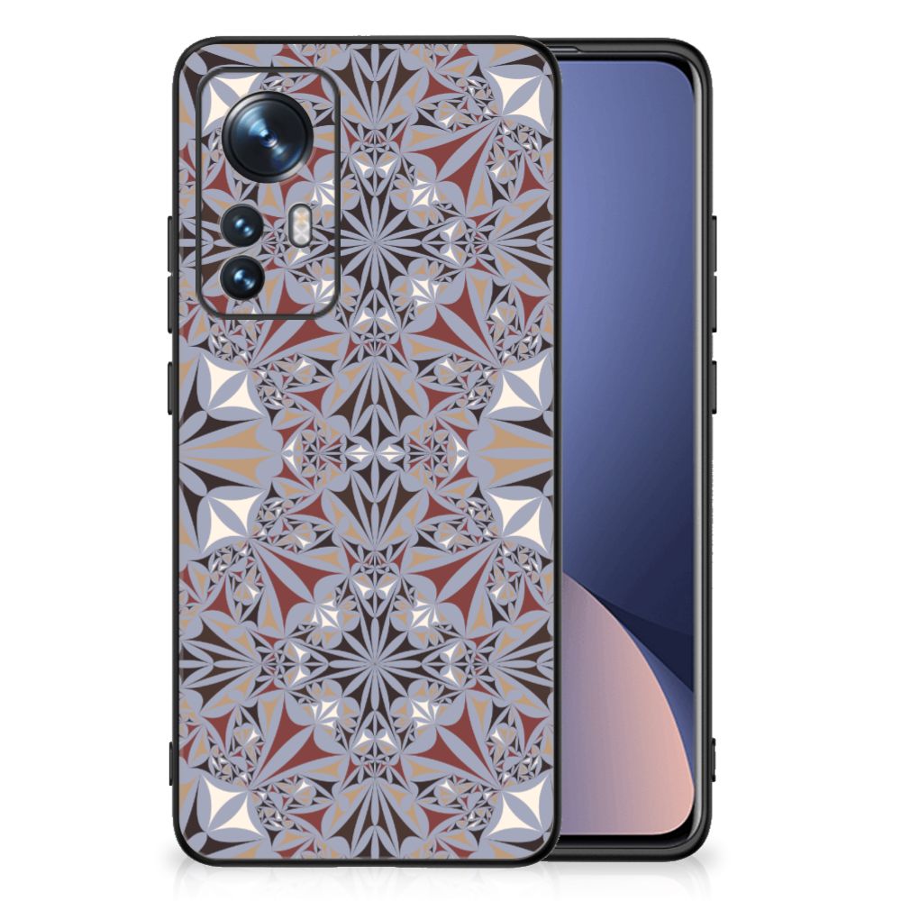 Xiaomi 12 | 12X Marmeren Print Telefoonhoesje Flower Tiles