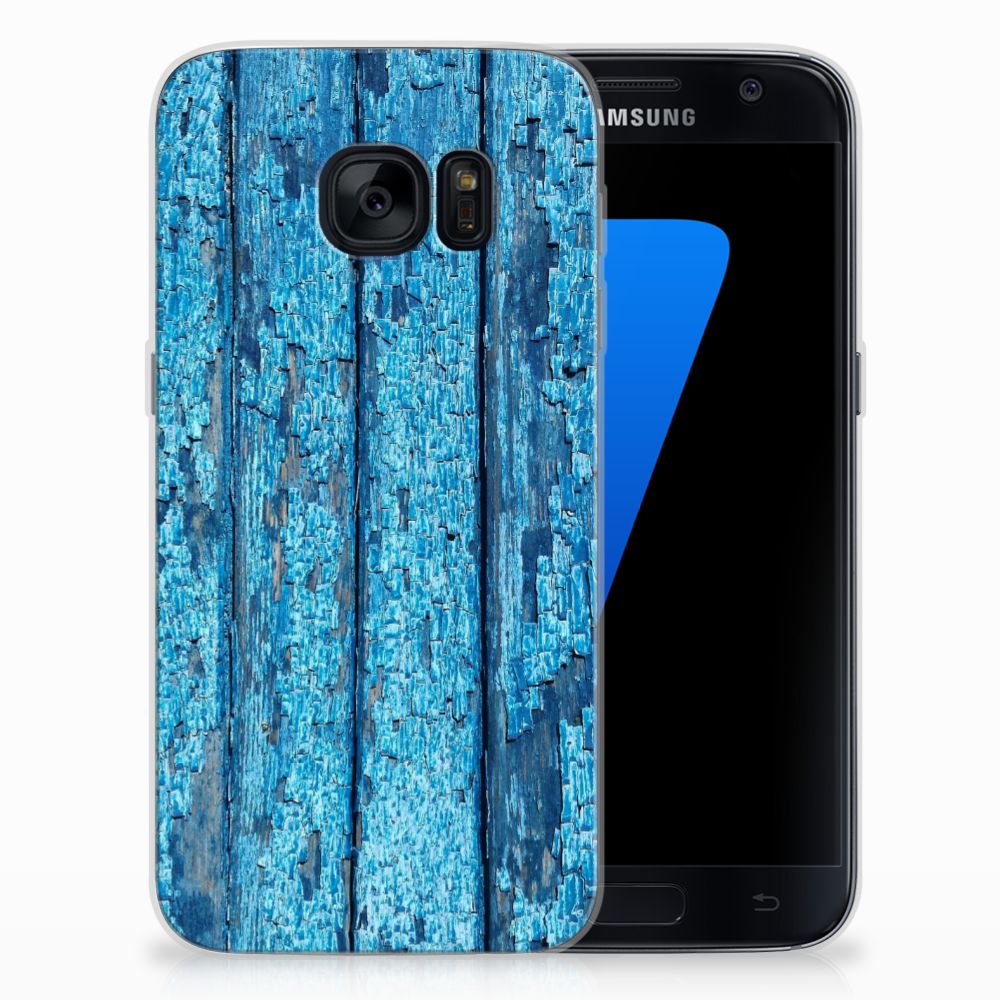 Samsung Galaxy S7 Bumper Hoesje Wood Blue