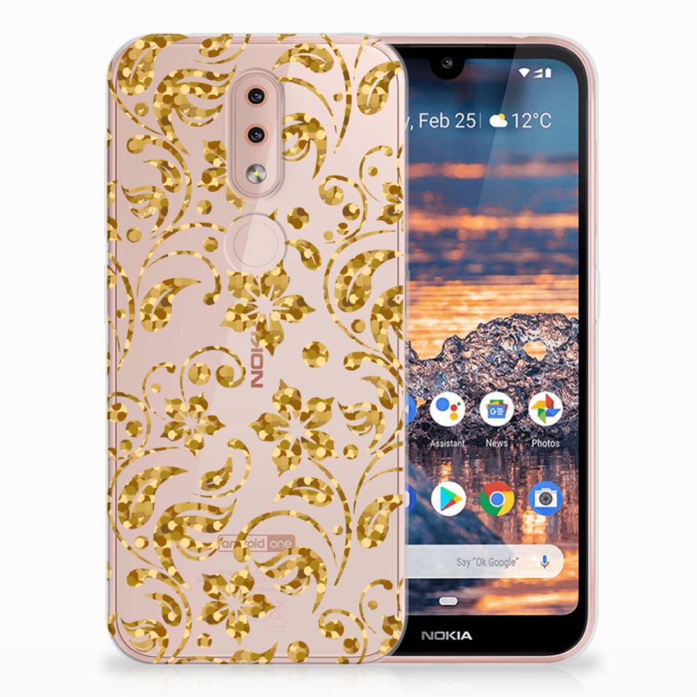 Nokia 4.2 TPU Case Gouden Bloemen