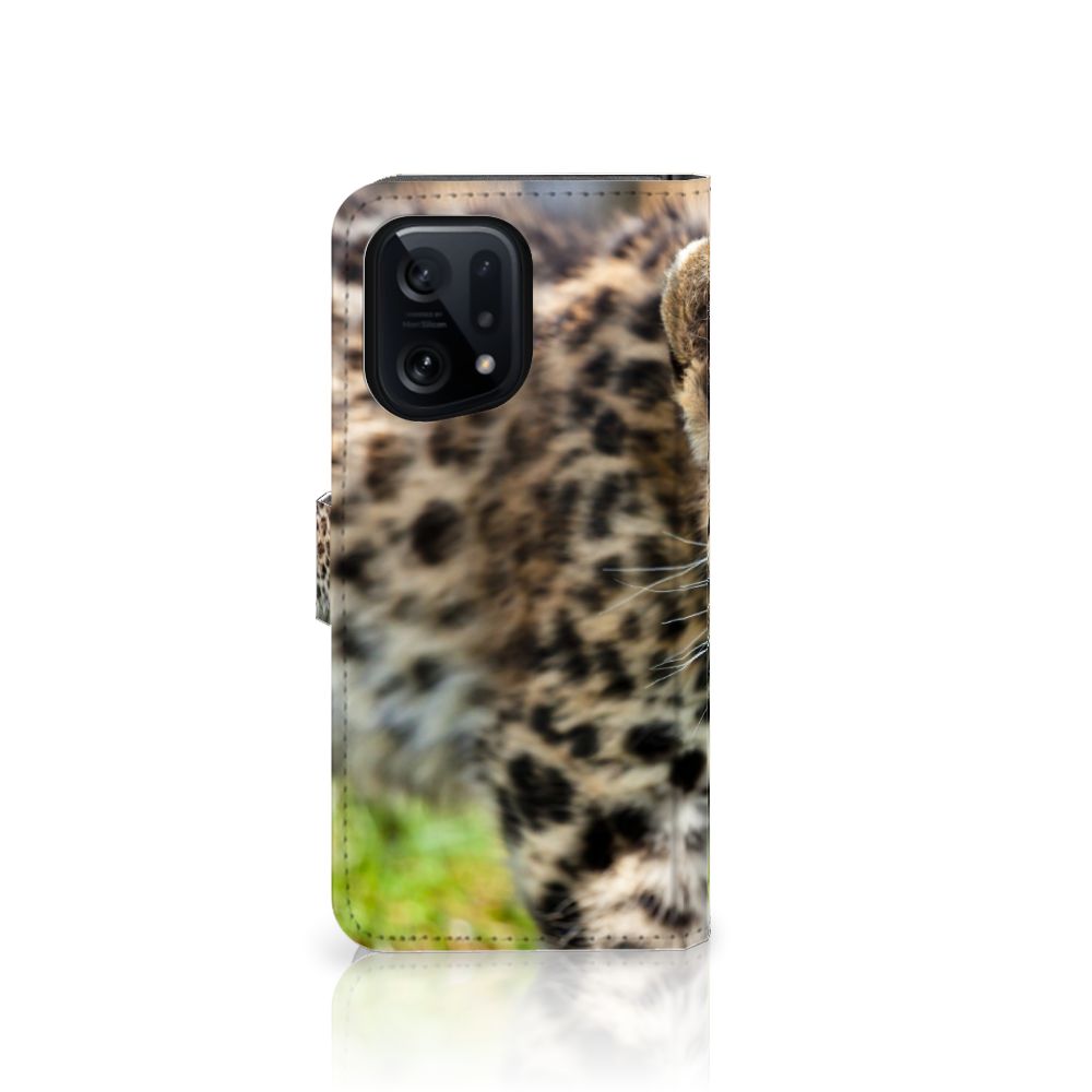 OPPO Find X5 Telefoonhoesje met Pasjes Baby Luipaard