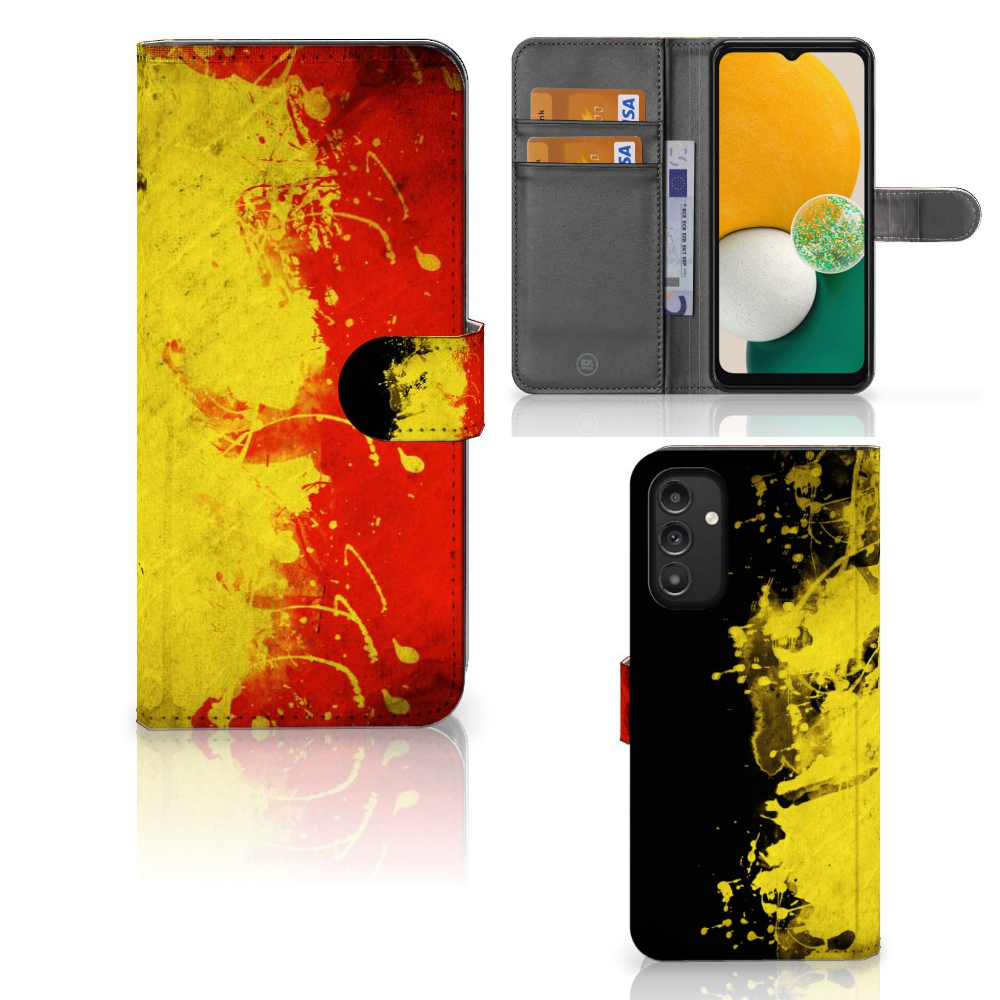 Samsung Galaxy A14 4G Bookstyle Case België design Belgische kleuren voorzijde achterzijde