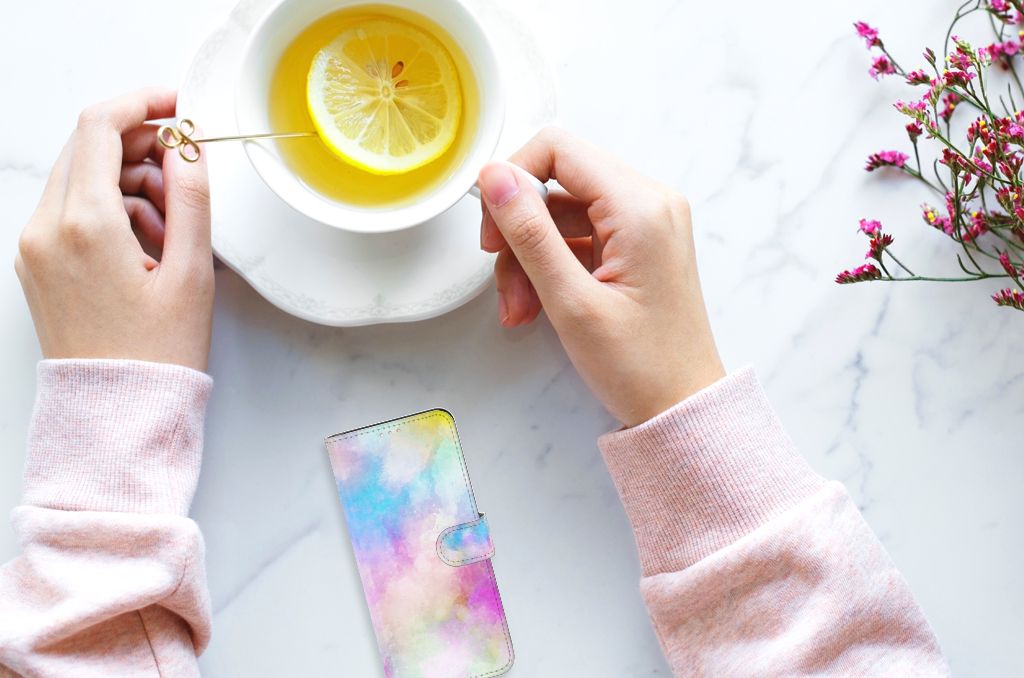 Hoesje Xiaomi 11T | 11T Pro Watercolor Light met pastelkleuren naast een kopje thee met citroen.