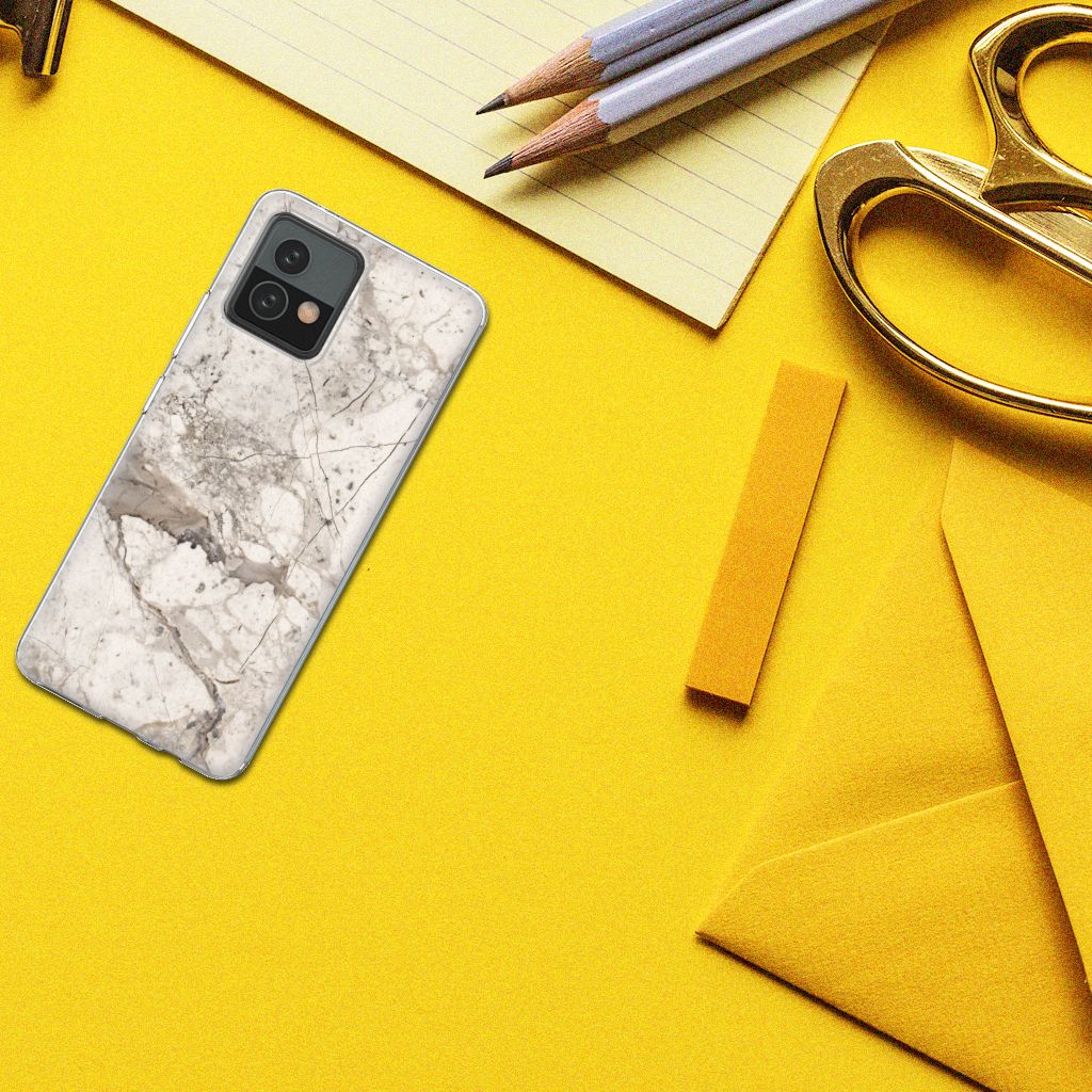 Motorola Moto G72 TPU Siliconen Hoesje Marmer Beige B2C Telecom