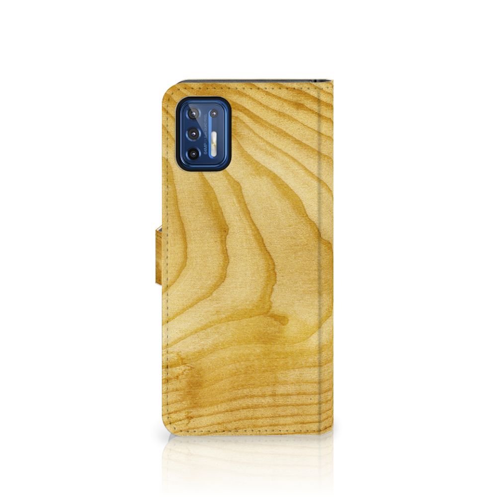 Motorola Moto G9 Plus Book Style Case Licht Hout