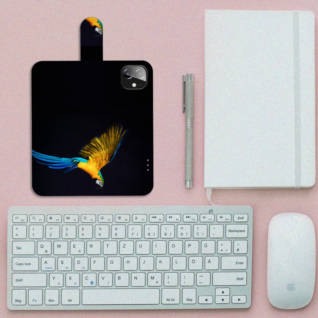 Apple iPhone 12 Mini Telefoonhoesje met Pasjes Papegaai