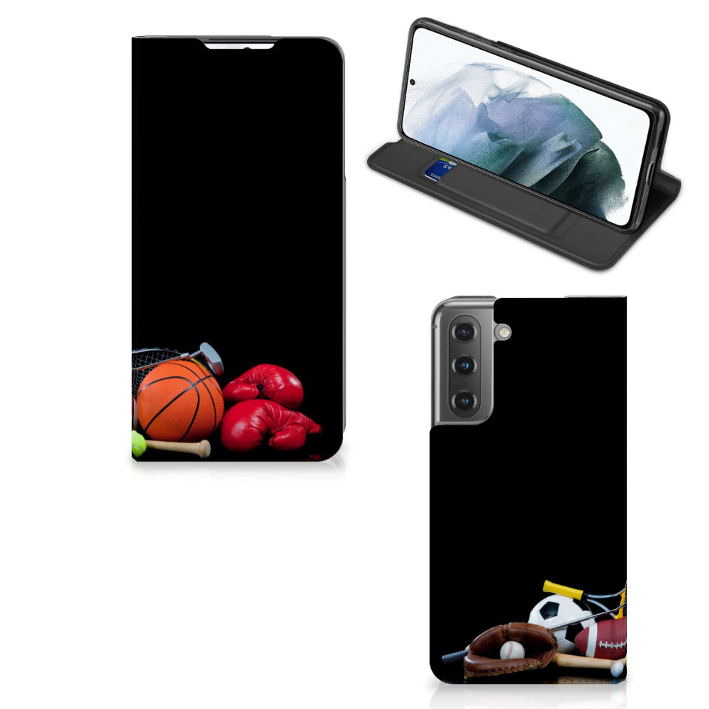 Samsung Galaxy S21 FE Hippe Standcase Sports with various sports equipment graphics