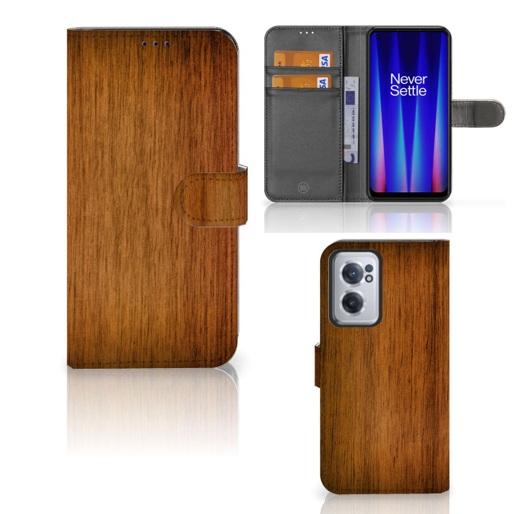 OnePlus Nord CE 2 Book Style Case Donker Hout