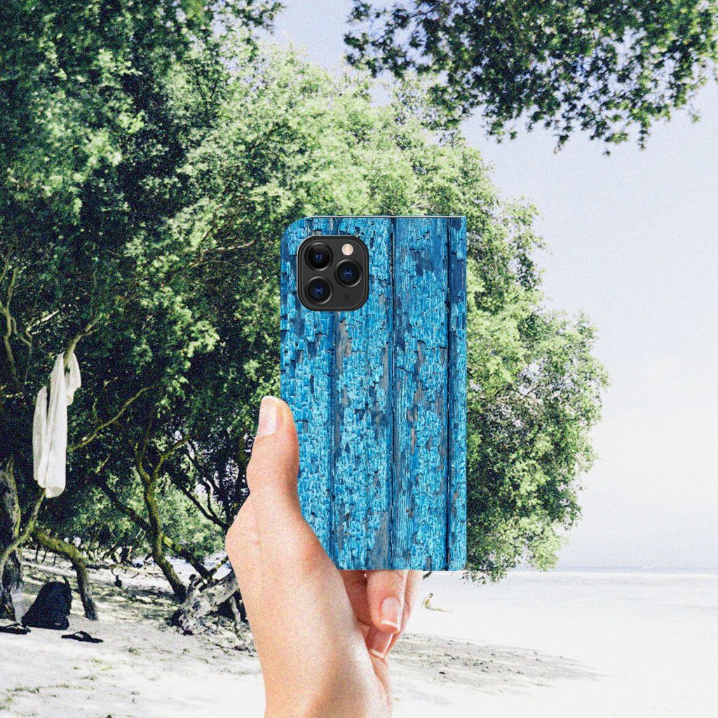 Apple iPhone 11 Pro Book Wallet Case Wood Blue