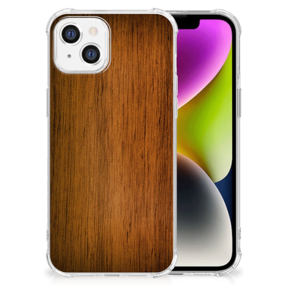 iPhone 14 Stevig Telefoonhoesje Donker Hout