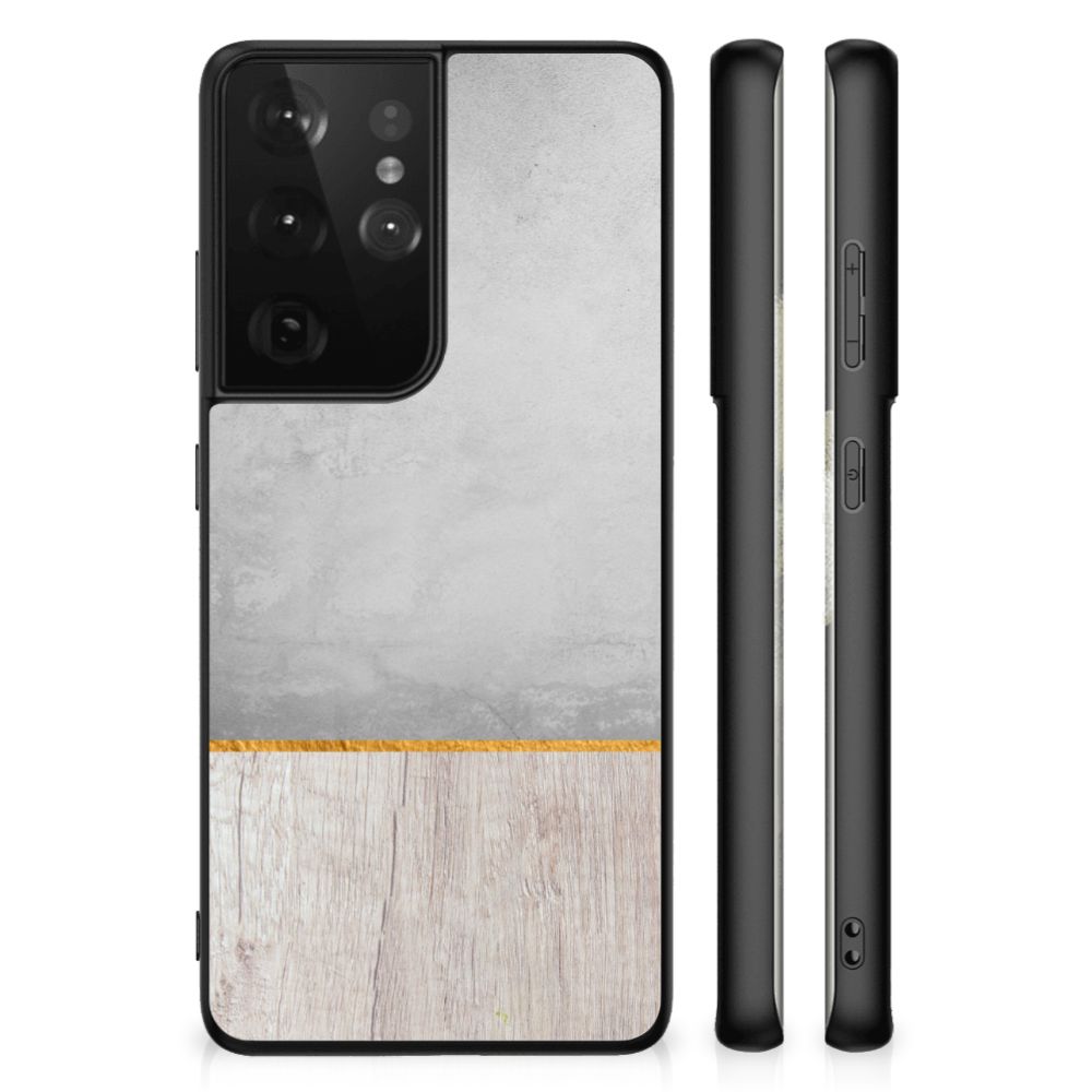 Samsung Galaxy S21 Ultra Houten Print Telefoonhoesje Wood Concrete B2C Telecom