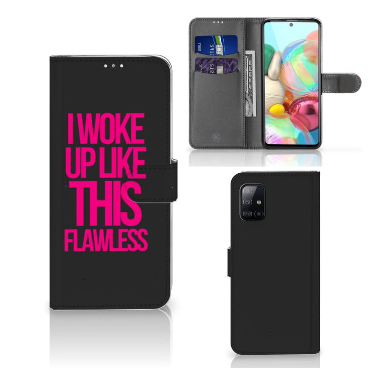 Samsung Galaxy A71 Hoesje met naam Woke Up - Origineel Cadeau Zelf Maken
