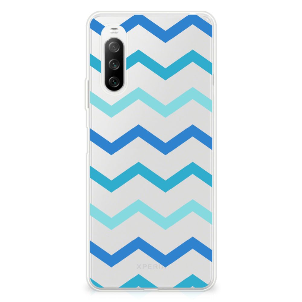 Sony Xperia 10 III TPU bumper Zigzag Blauw