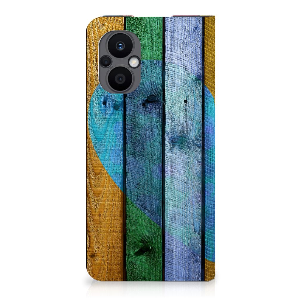 OPPO Reno8 Lite Book Wallet Case Wood Heart - Cadeau voor je Vriend - B2C Telecom