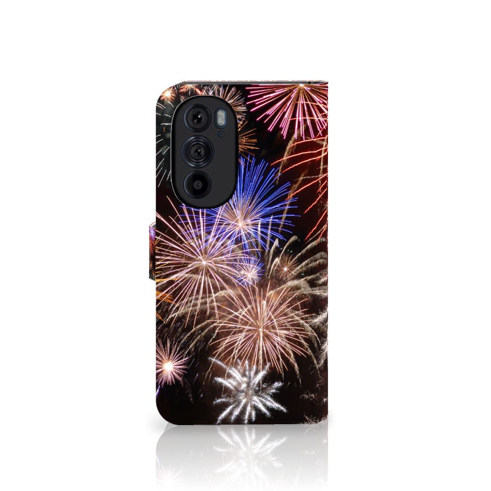 Motorola Edge 30 Pro Wallet Case met Pasjes Vuurwerk