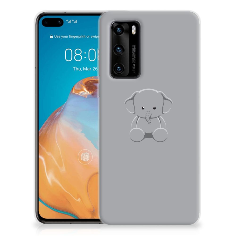Huawei P40 Telefoonhoesje met Naam Grijs Baby Olifant B2C Telecom