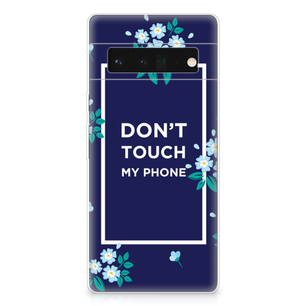 Google Pixel 6 Pro Silicone-hoesje Flowers Blue DTMP