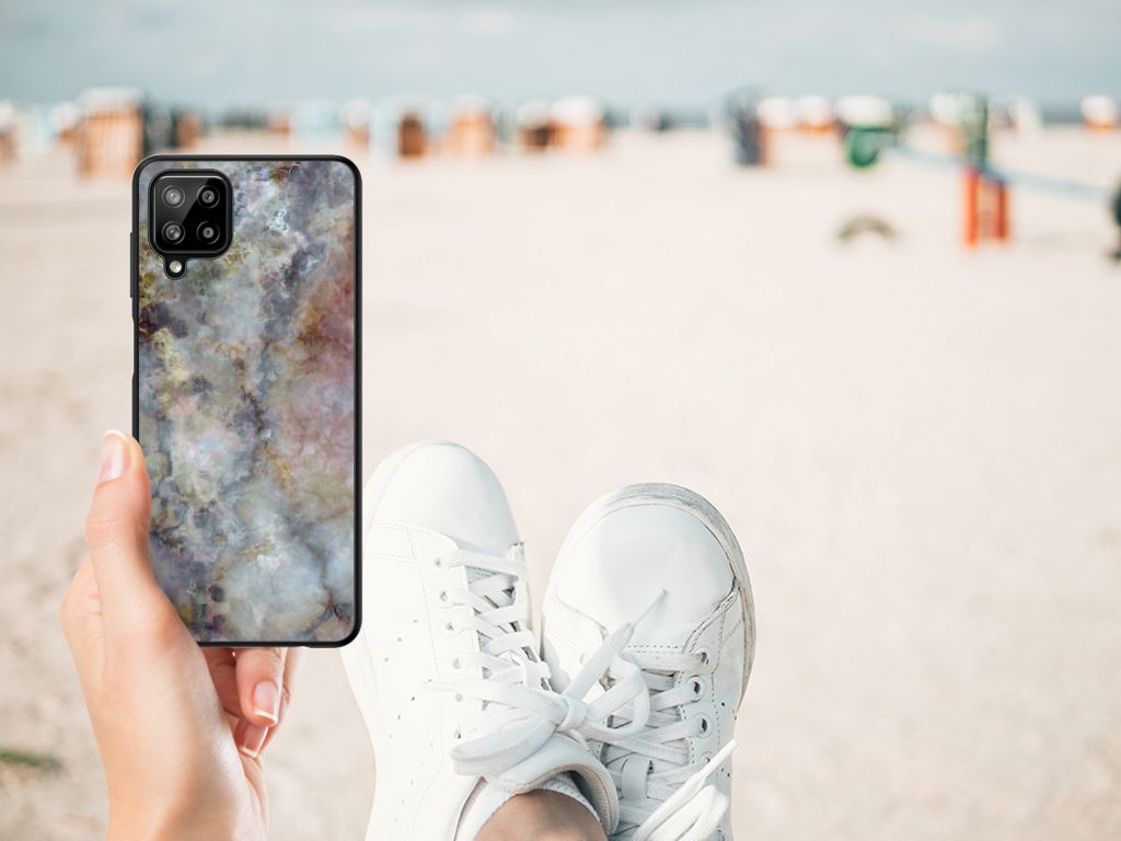 Samsung Galaxy A12 Marmeren Print Telefoonhoesje Marmer Grijs B2C Telecom