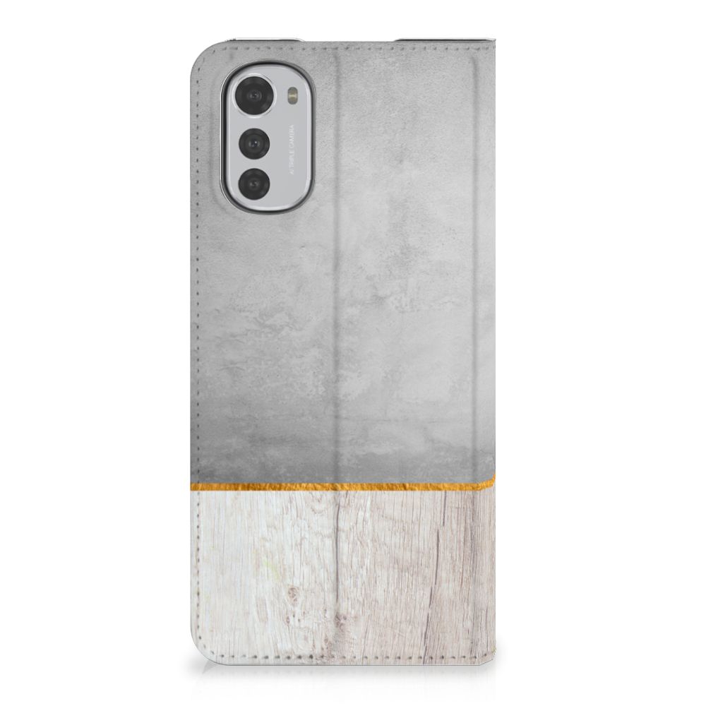 Motorola Moto E32 | Moto E32s Book Wallet Case Wood Concrete - B2C Telecom