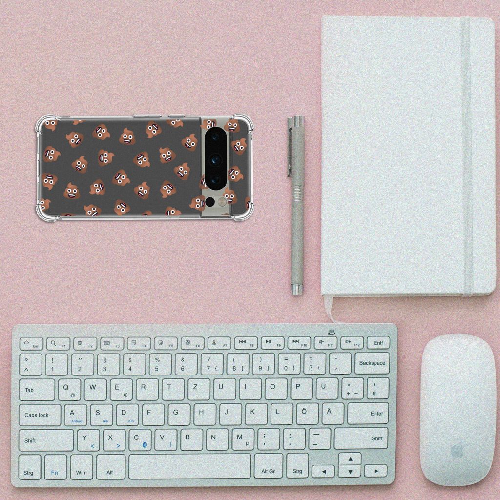 Doorzichtige Silicone Hoesje voor Google Pixel 8 Pro Poep Emojis B2C Telecom