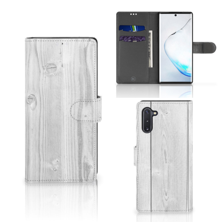 Samsung Galaxy Note 10 Book Style Case White Wood
