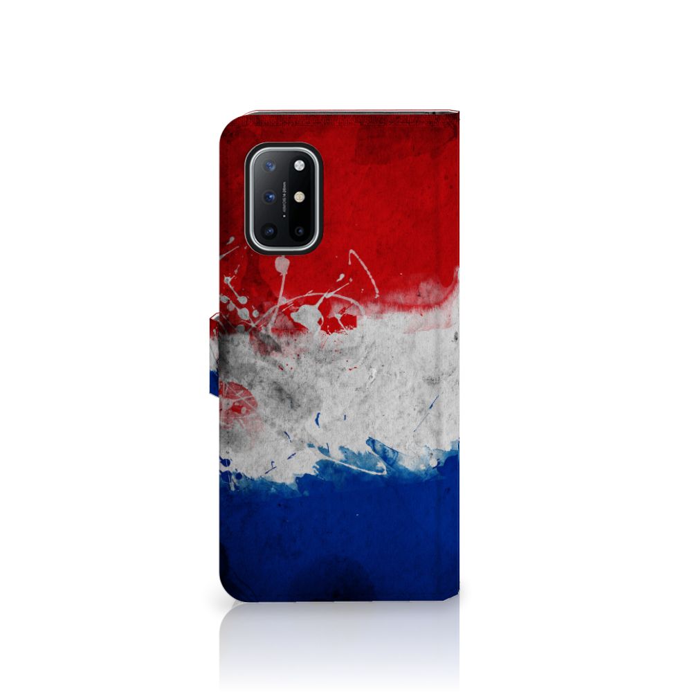 OnePlus 8T Bookstyle Case Nederland met ontwerp van de Nederlandse vlag in artistieke stijl.