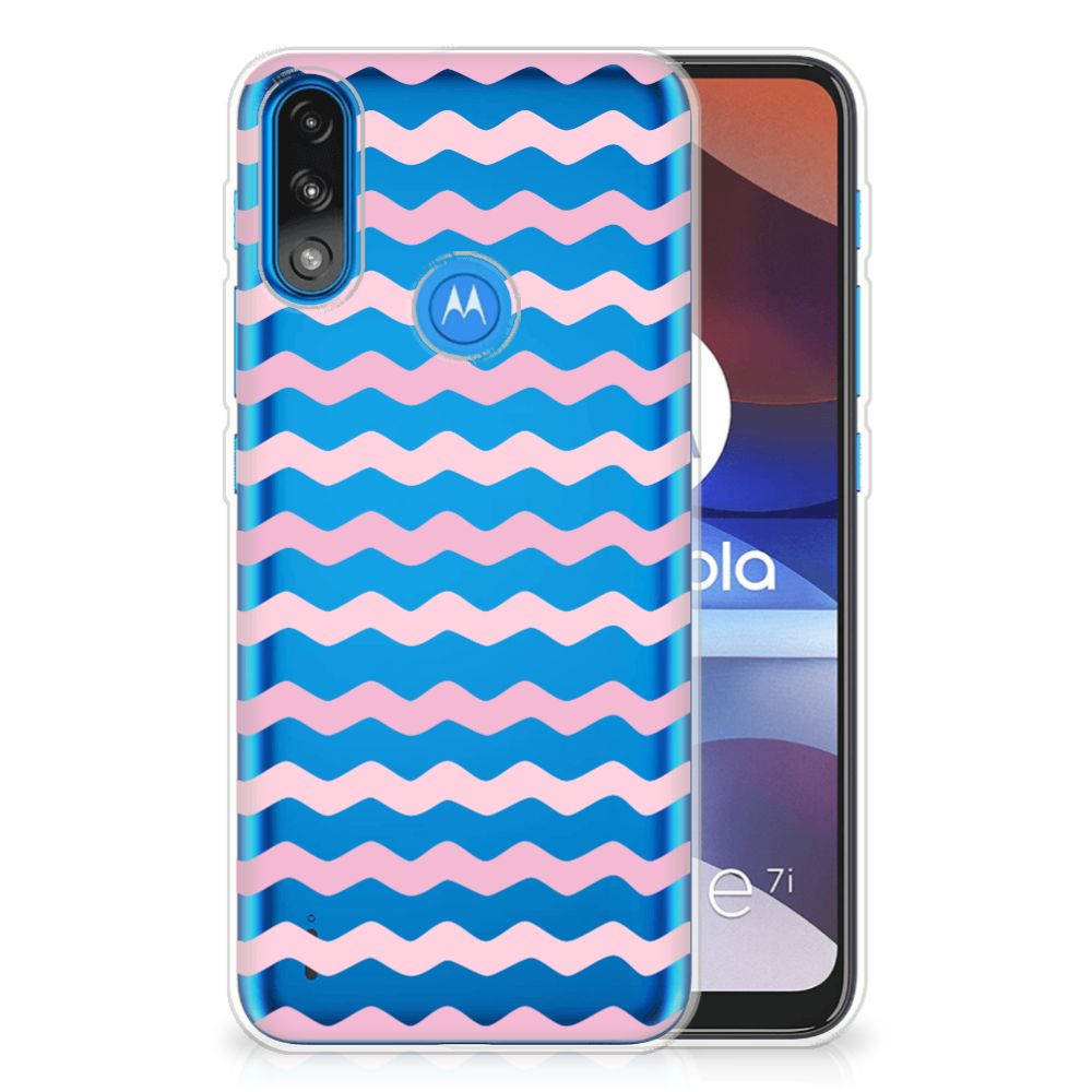 Motorola Moto E7/E7i Power TPU bumper Waves Roze