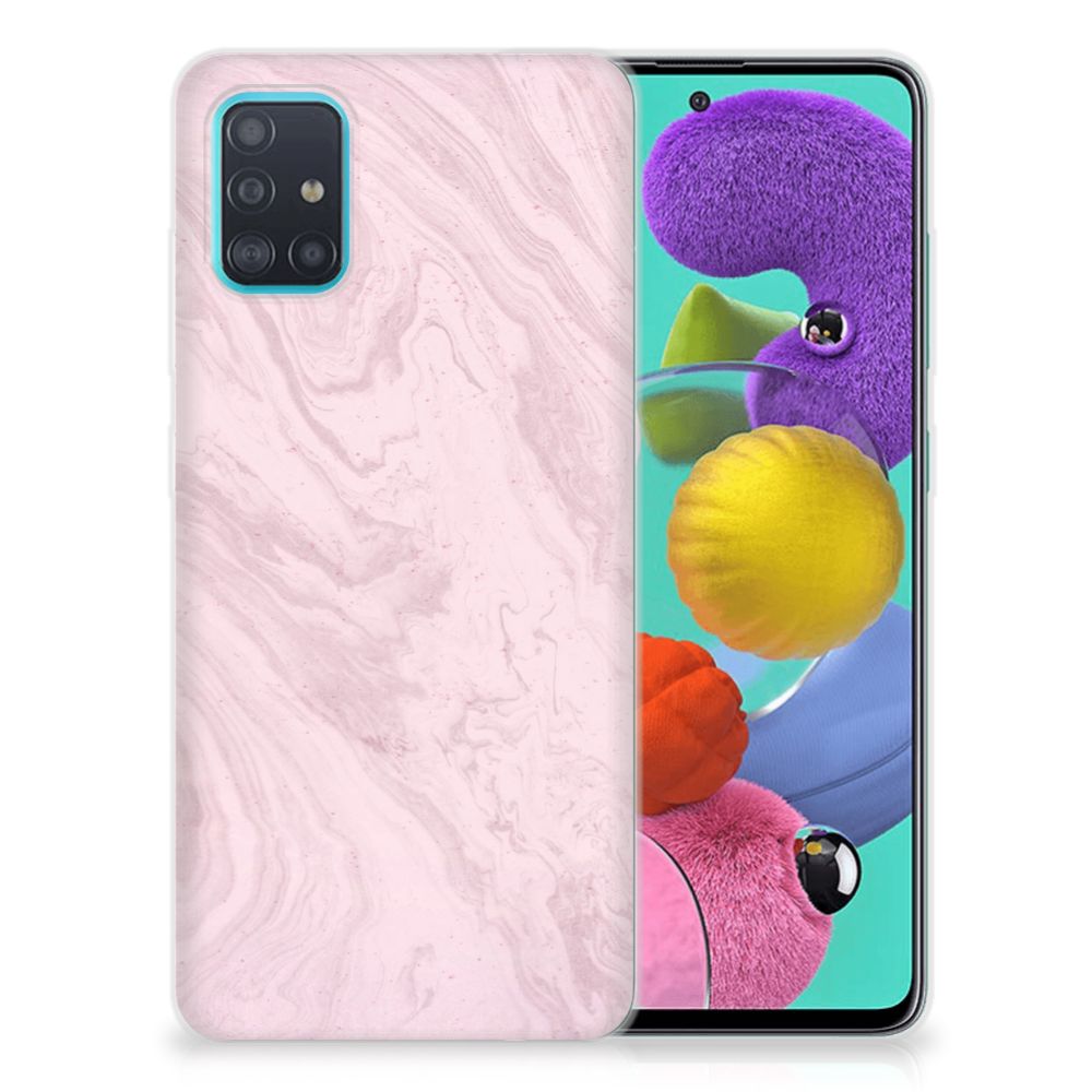 Samsung Galaxy A51 TPU Siliconen Hoesje Marble Pink - Origineel Cadeau Vriendin