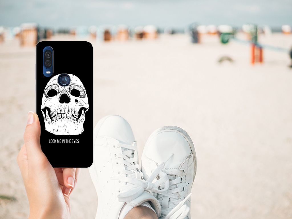 Silicone Back Case Motorola One Vision Skull Eyes