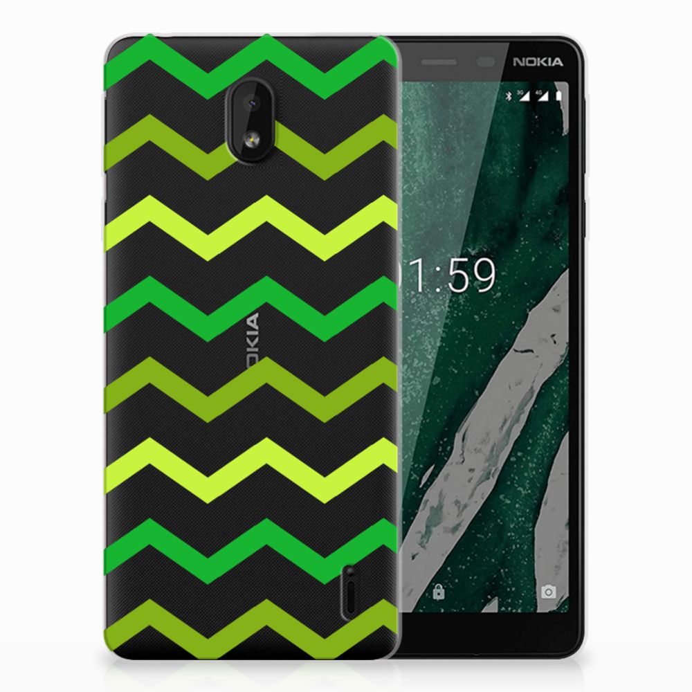 Nokia 1 Plus TPU bumper Zigzag Groen