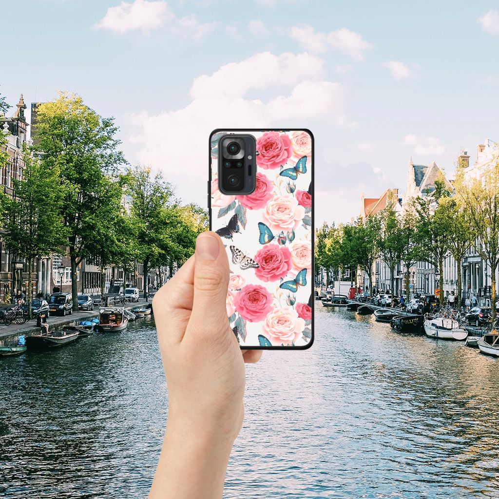Xiaomi Redmi Note 10 Pro Bloemen Hoesje Butterfly Roses B2C Telecom