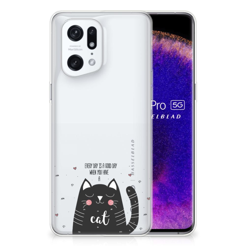 OPPO Find X5 Pro Telefoonhoesje met Naam Cat Good Day B2C Telecom