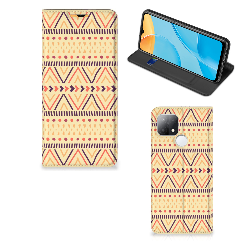 OPPO A15 Hoesje met Magneet Aztec Yellow - B2C Telecom