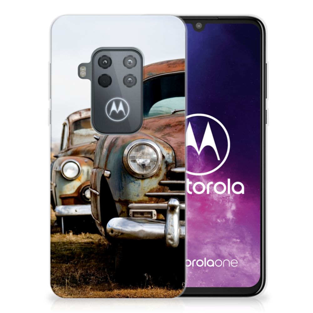 Motorola One Zoom Siliconen Hoesje met foto Vintage Auto