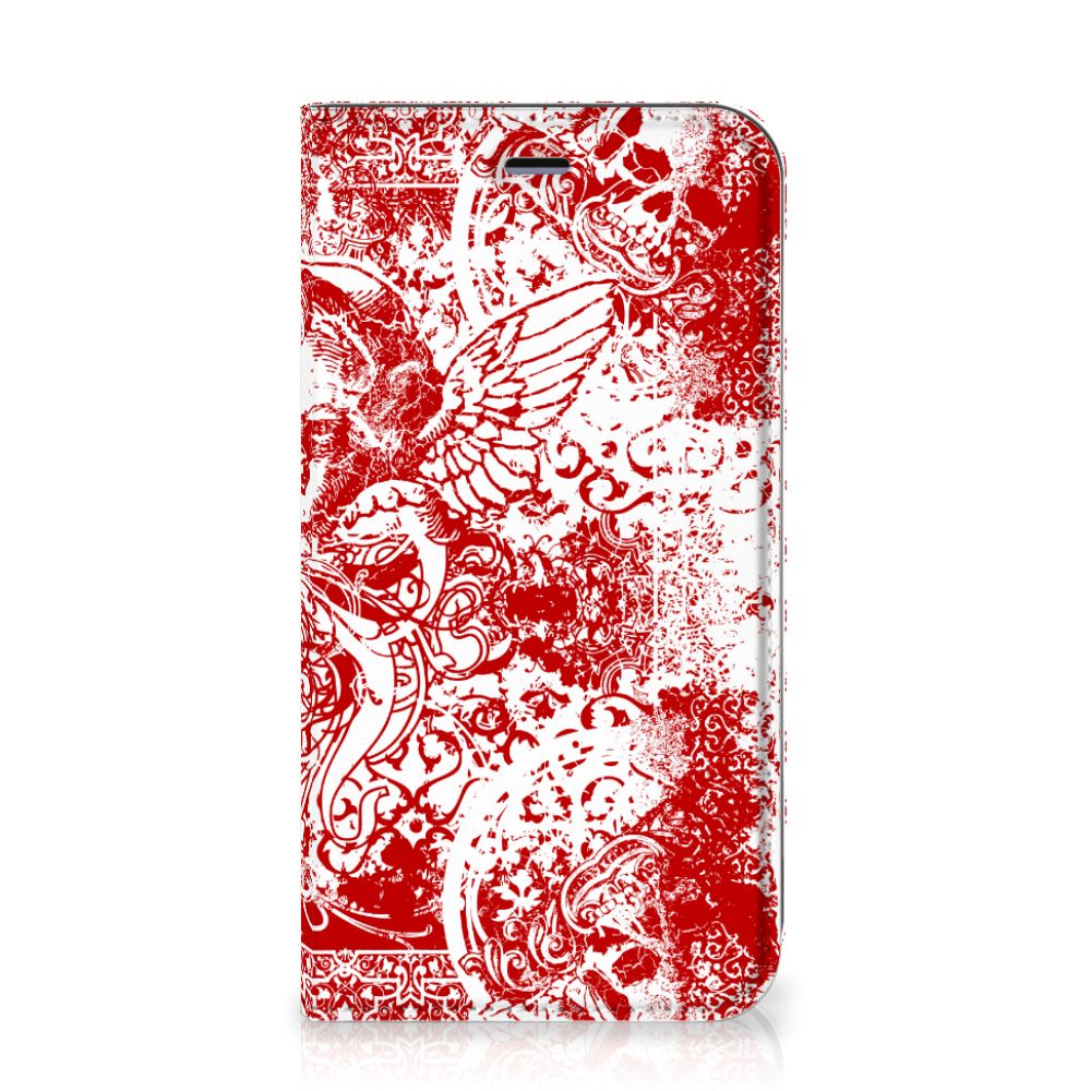 Mobiel BookCase Apple iPhone 11 Angel Skull Rood