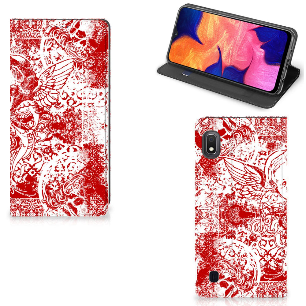 Mobiel BookCase Samsung Galaxy A10 Angel Skull Rood