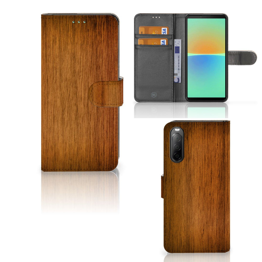 Sony Xperia 10 IV Book Style Case Donker Hout