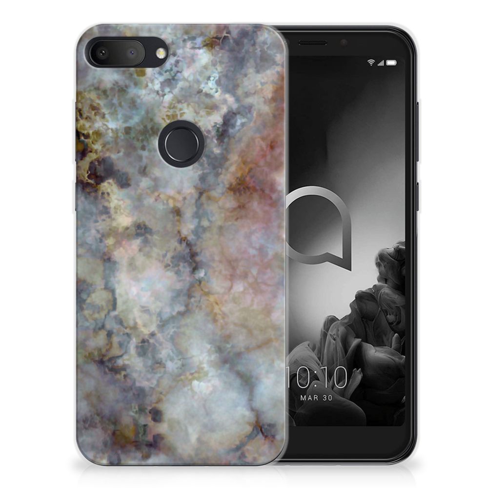 Alcatel 1S (2019) TPU Siliconen Hoesje Marmer Grijs