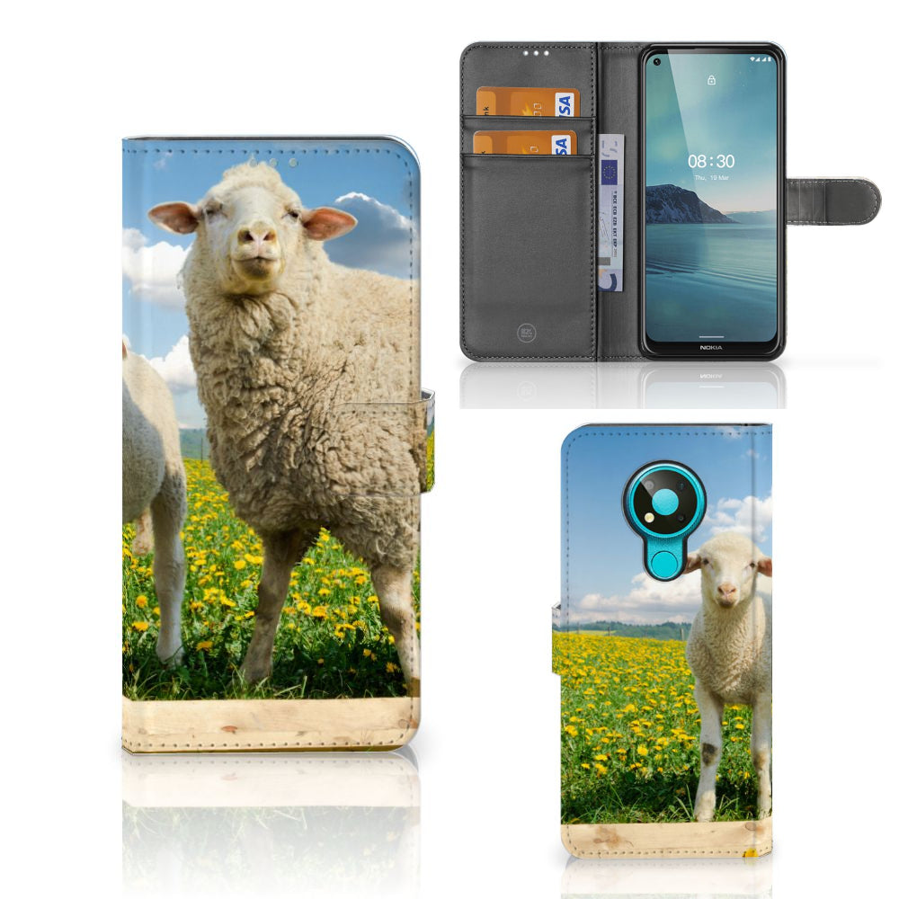 Nokia 3.4 Telefoonhoesje met Pasjes Schaap en Lammetje