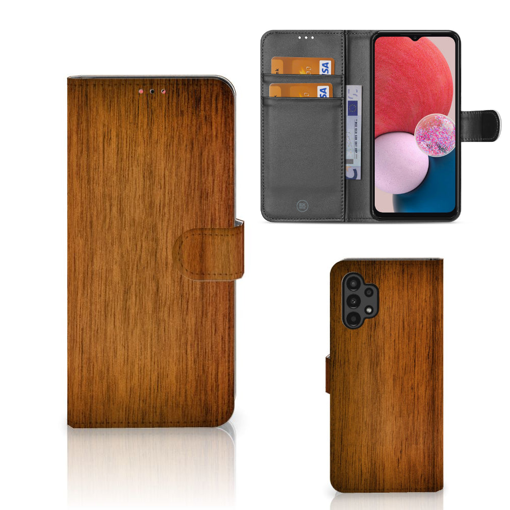 Samsung Galaxy A13 (4G) Book Style Case Donker Hout