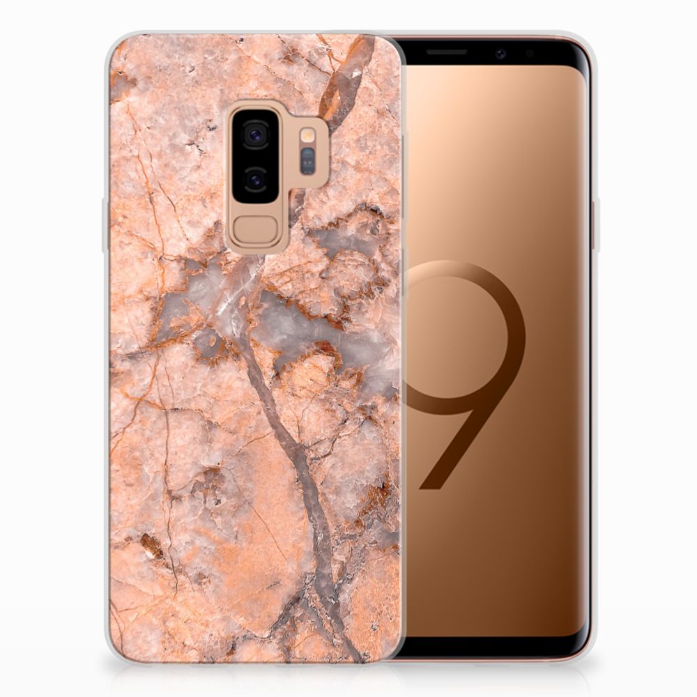 Samsung Galaxy S9 Plus TPU Siliconen Hoesje Marmer Oranje
