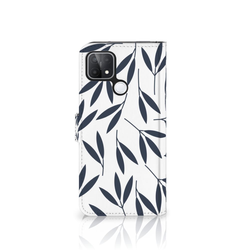 OPPO A15 Hoesje Leaves Blue