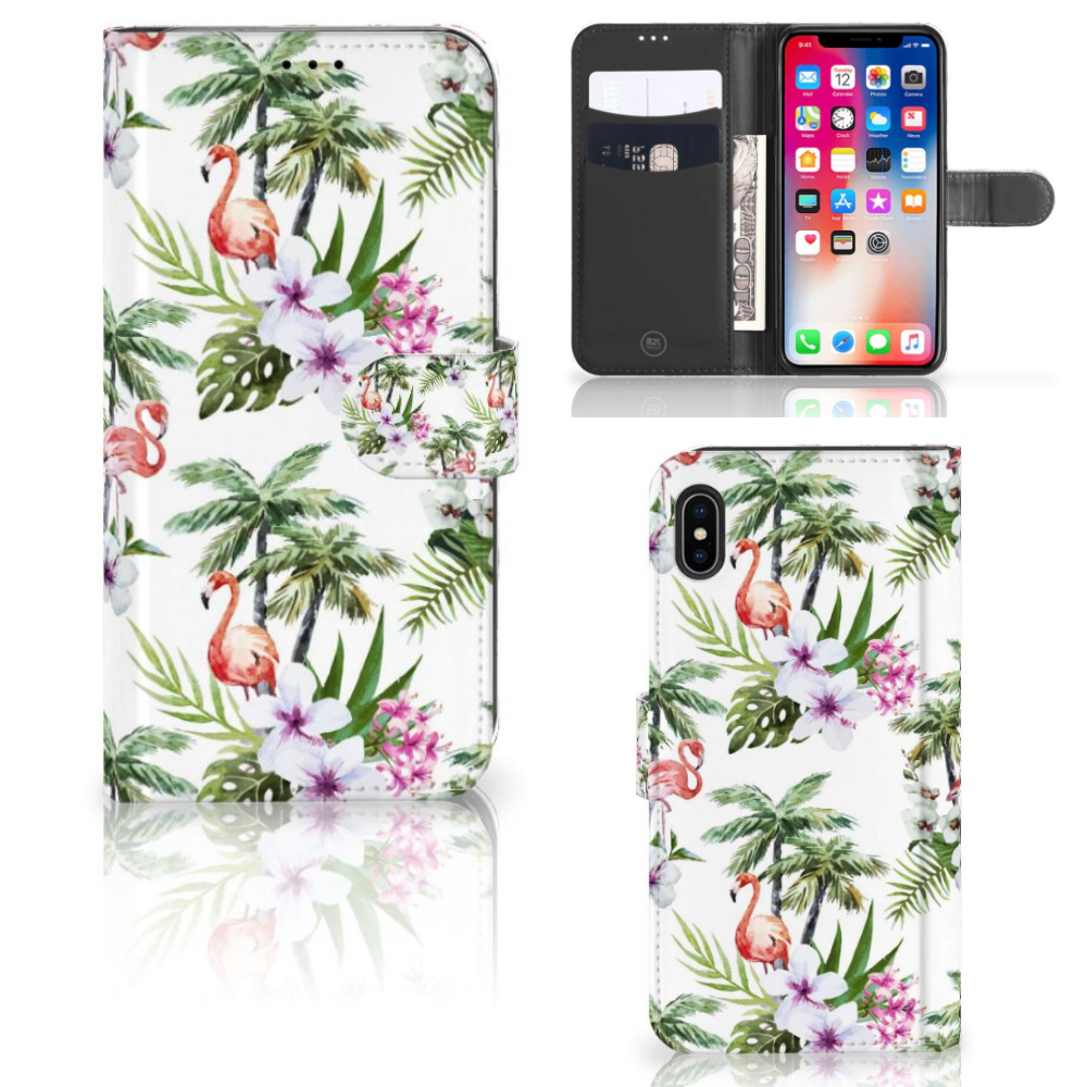 Apple iPhone Xs Max Telefoonhoesje met Pasjes Flamingo Palms