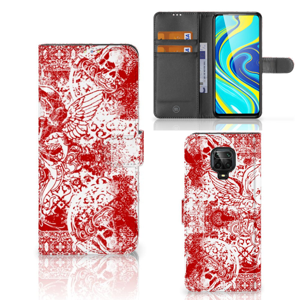 Telefoonhoesje met Naam Xiaomi Redmi Note 9 Pro | Note 9S Angel Skull Rood