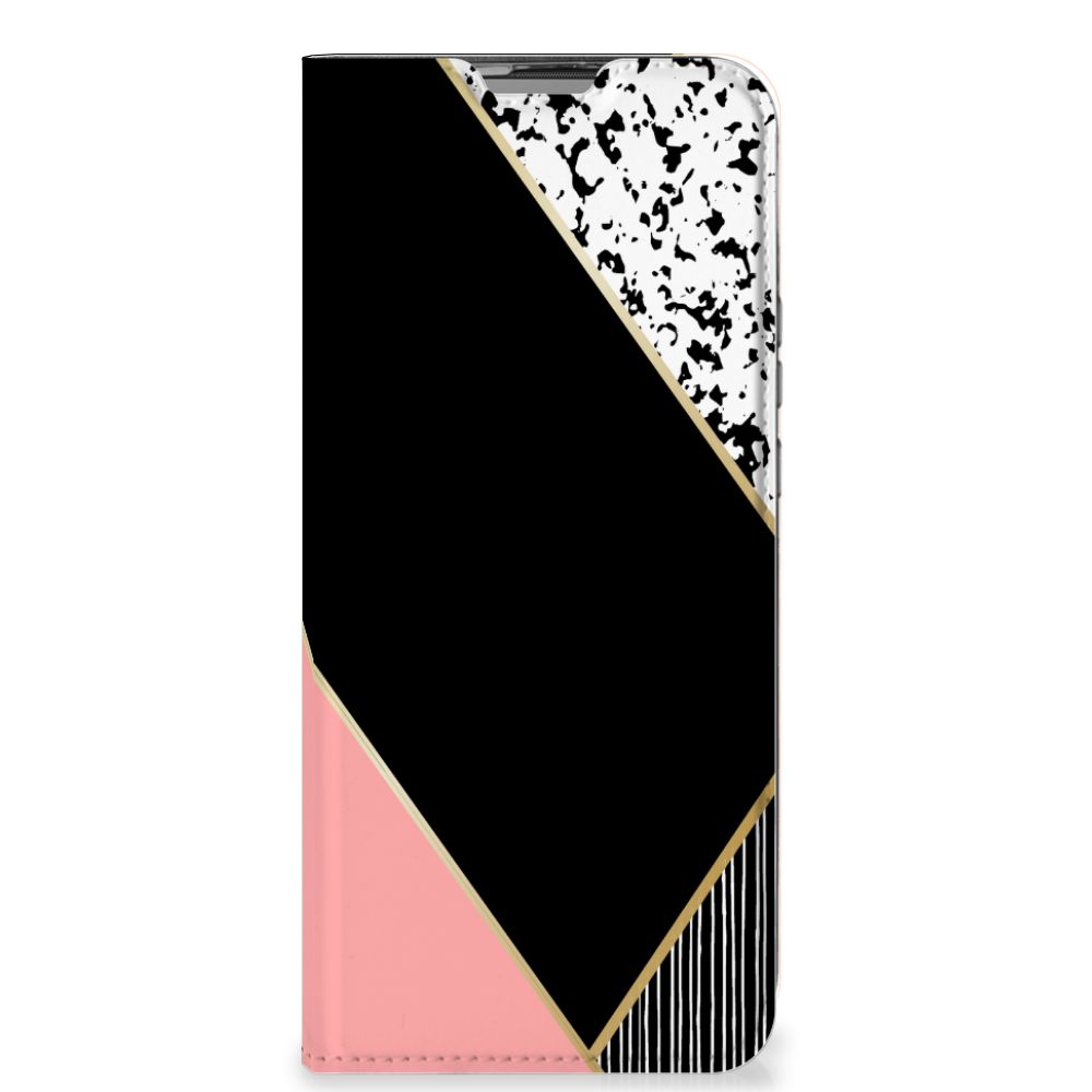 Motorola Moto G9 Power Stand Case Zwart Roze Vormen - B2C Telecom